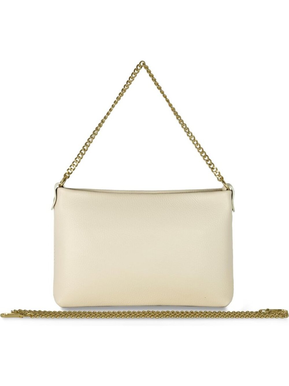 Stylish Italian Calf Leather Crossbody Bag with Zipper & Chains | Small Clutch